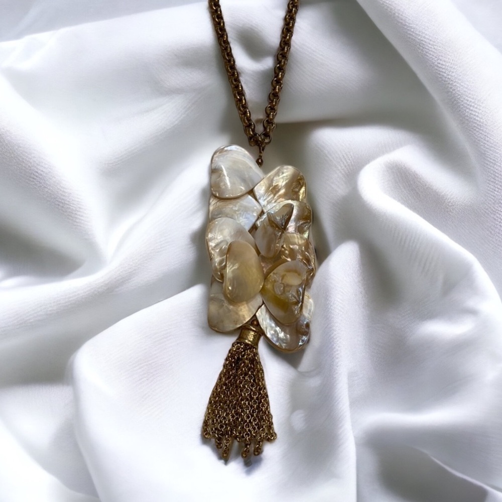 Vintage Shell Tassel Necklace By Sylvia Benson